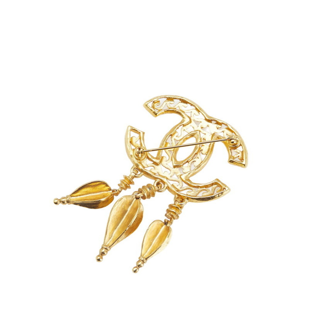 CHANEL Authentic Vintage Gold Logo Brooch - Picture 2 of 4